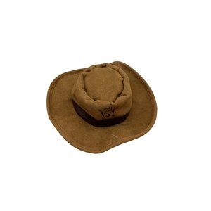 Pet Play Dog Toy Sheriff Hat Squeaks Brown NWOT